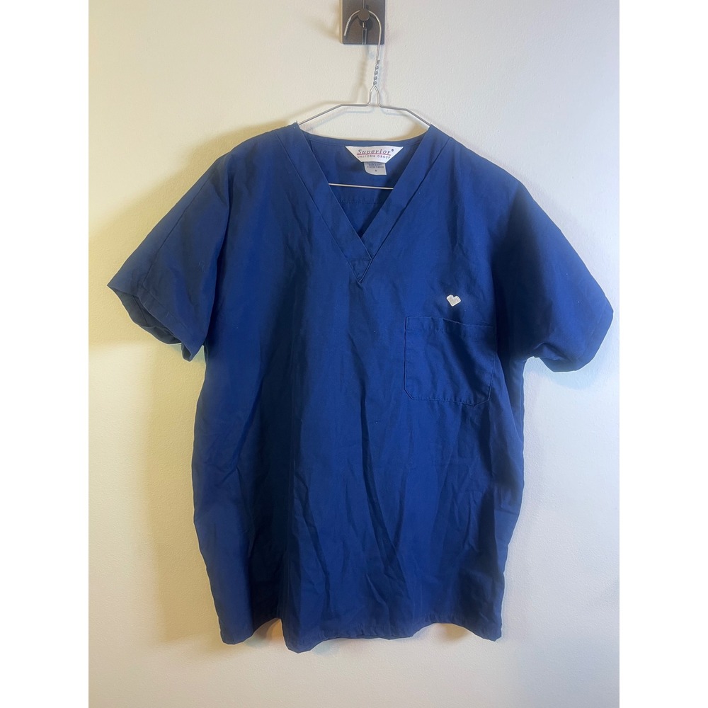 Superior‎ Uniform Group Unisex Scrub Top V-Neck Pocket Blue S